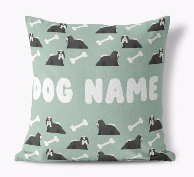 Bone Pattern: Personalized {breedFullName} Canvas Pillow